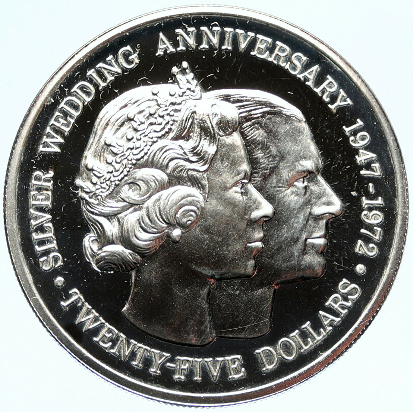 1972 CAYMAN ISLANDS UK Queen Elizabeth II Proof Silver Wedding $25 Coin i98289