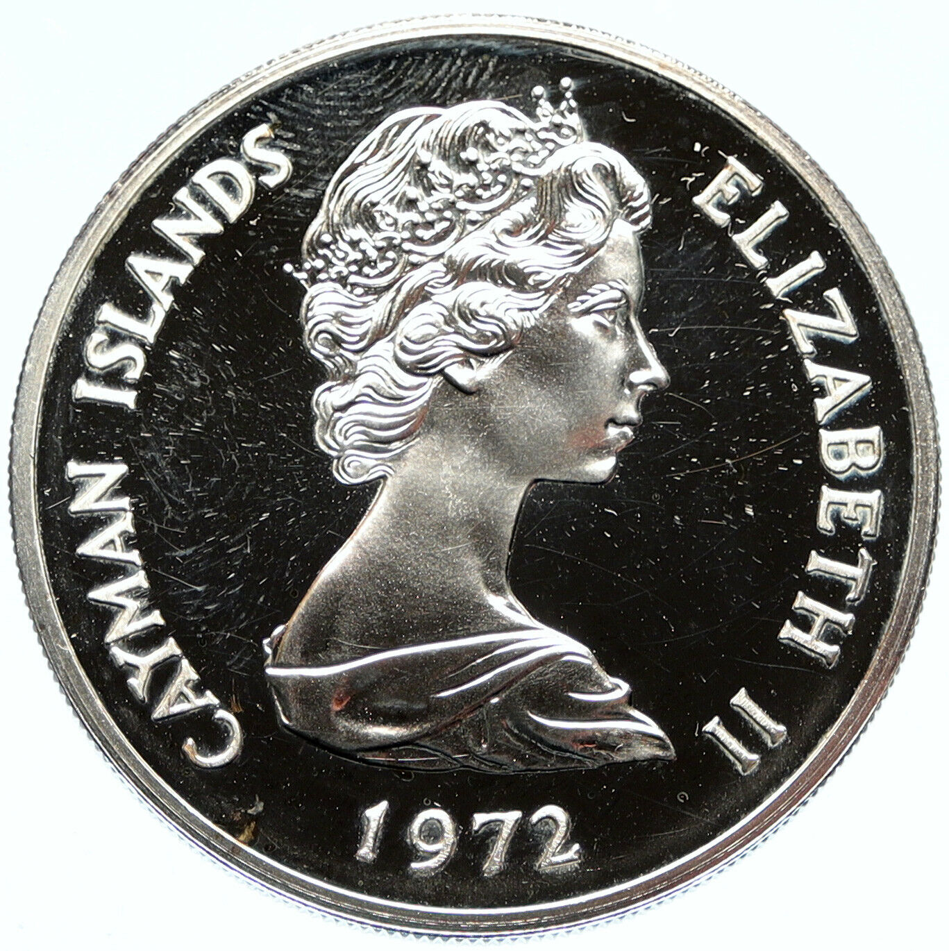 1972 CAYMAN ISLANDS UK Queen Elizabeth II Proof Silver Wedding $25 Coin i98289