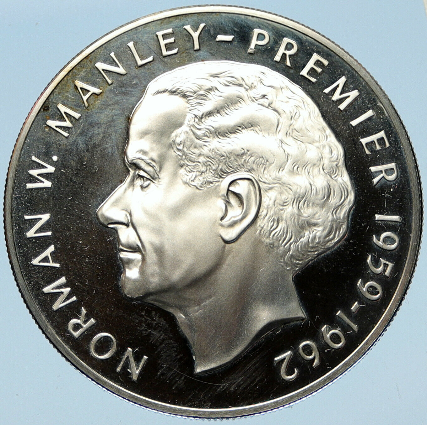 1973 JAMAICA Proof HUGE Premier Norman W Manley Proof Silver 5Dollar Coin i98284