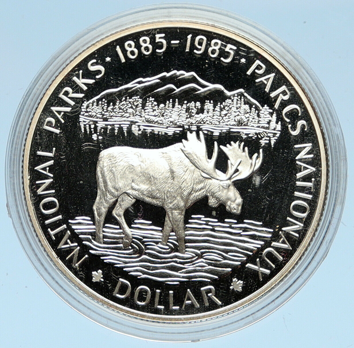 1985 CANADA UK Queen Elizabeth II National Parks MOOSE Proof SILVER Coin i98226