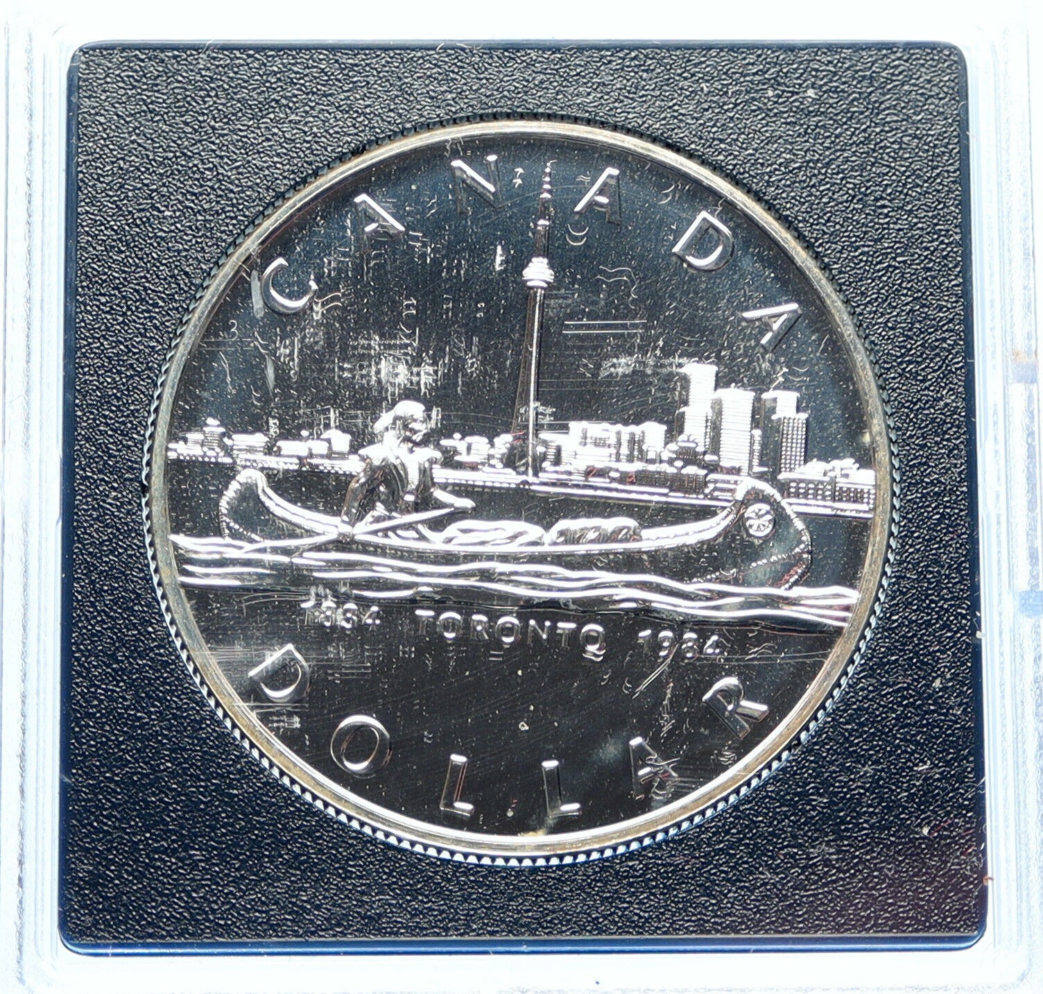 1984 CANADA Queen Elizabeth II Canoe Toronto 150Y Proof-like Silver Coin i98310