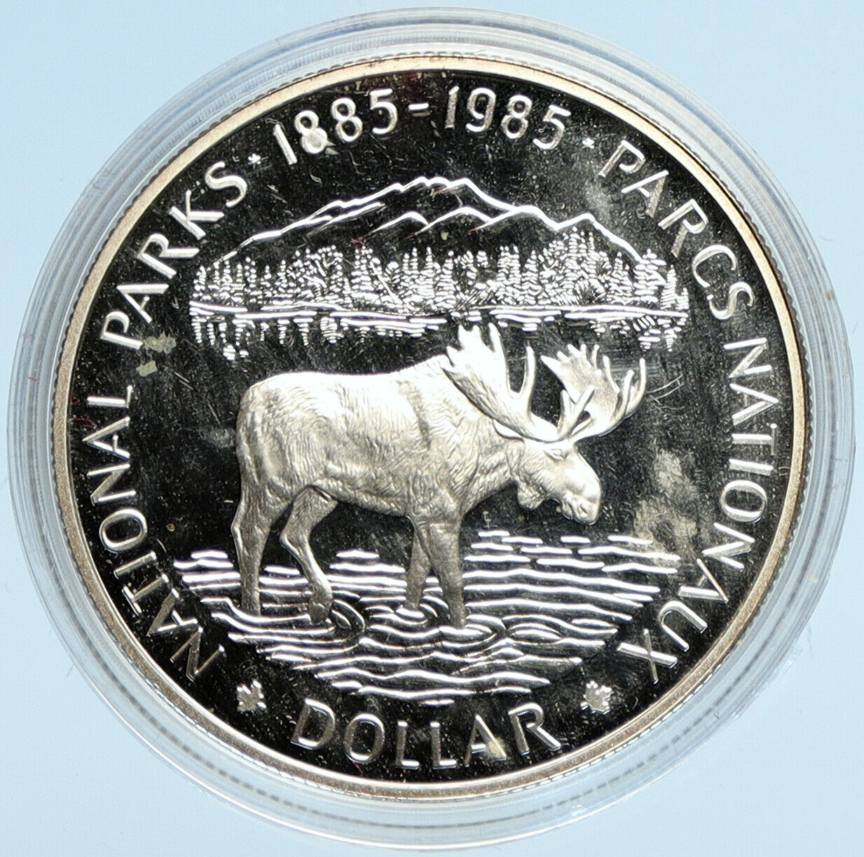 1985 CANADA UK Queen Elizabeth II National Parks MOOSE Proof SILVER Coin i98215