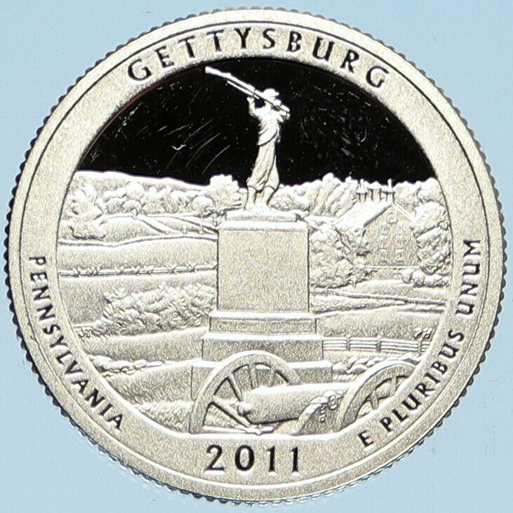 2011 S UNITED STATES Gettysburg PENNSYLVANIA Old Proof Silver 25C Coin i98306