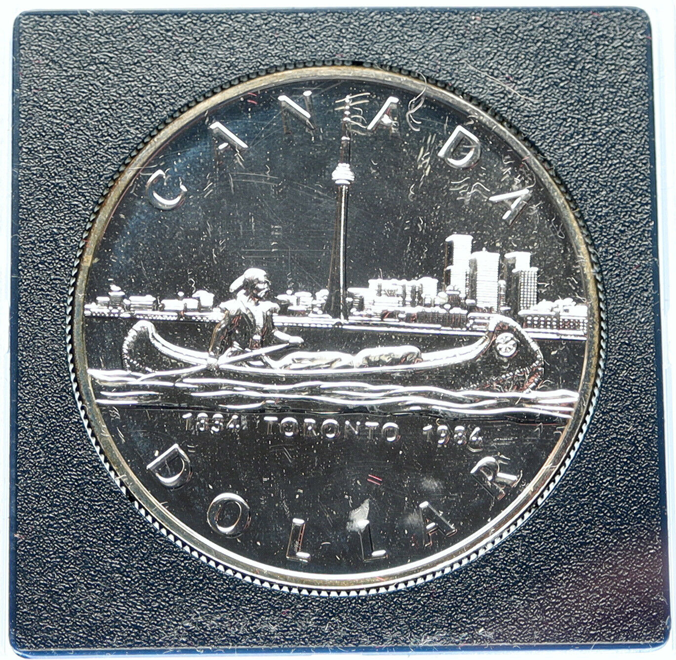 1984 CANADA Queen Elizabeth II Canoe Toronto 150Y Proof-like Silver Coin i98320