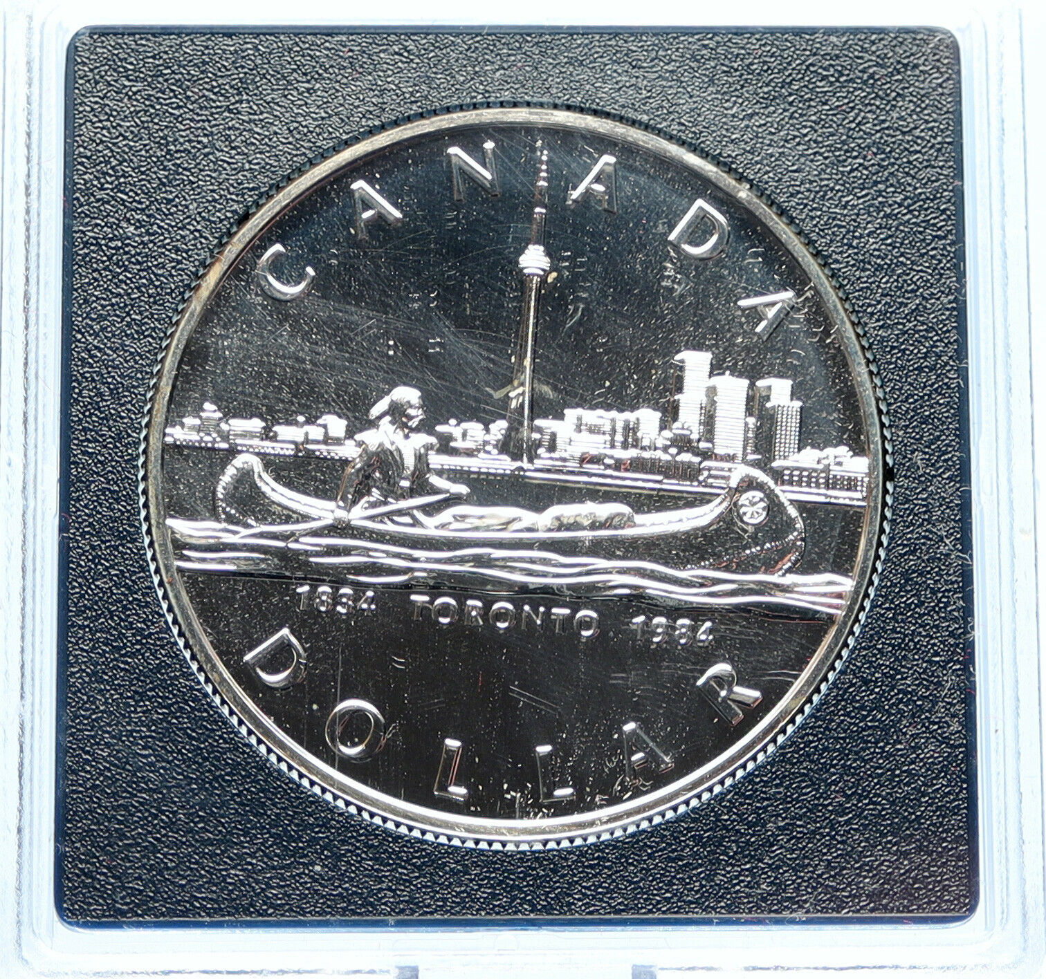 1984 CANADA Queen Elizabeth II Canoe Toronto 150Y Proof-like Silver Coin i98311