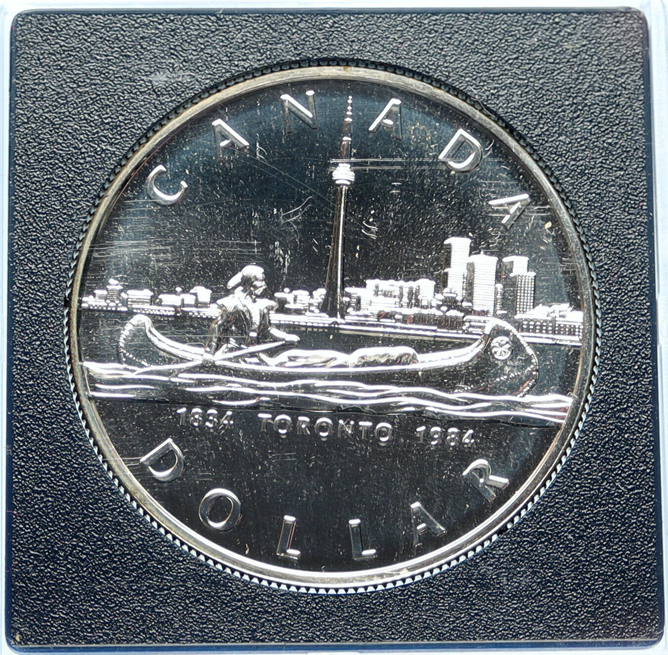 1984 CANADA Queen Elizabeth II Canoe Toronto 150Y Proof-like Silver Coin i98309