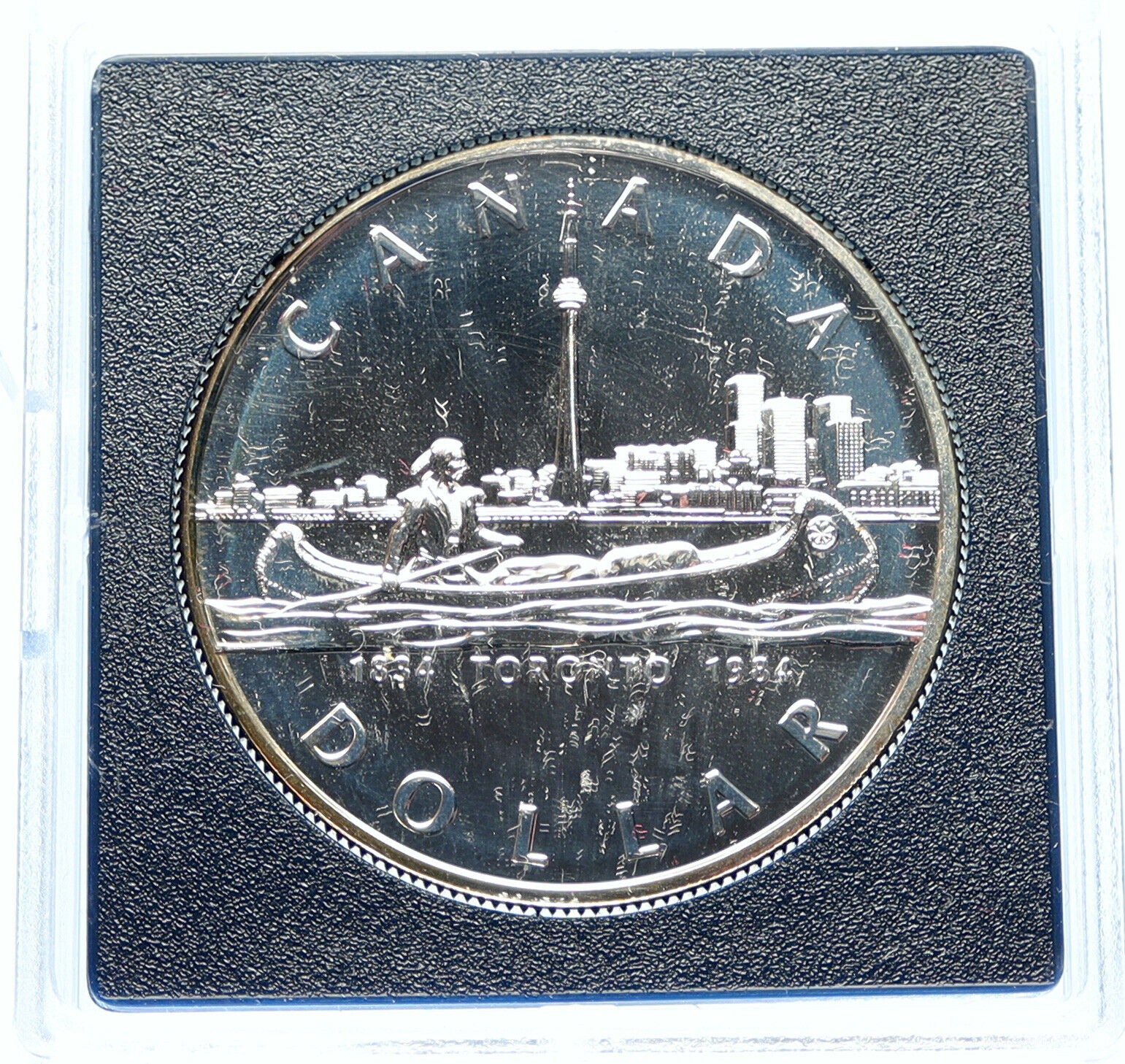 1984 CANADA Queen Elizabeth II Canoe Toronto 150Y Proof-like Silver Coin i98316