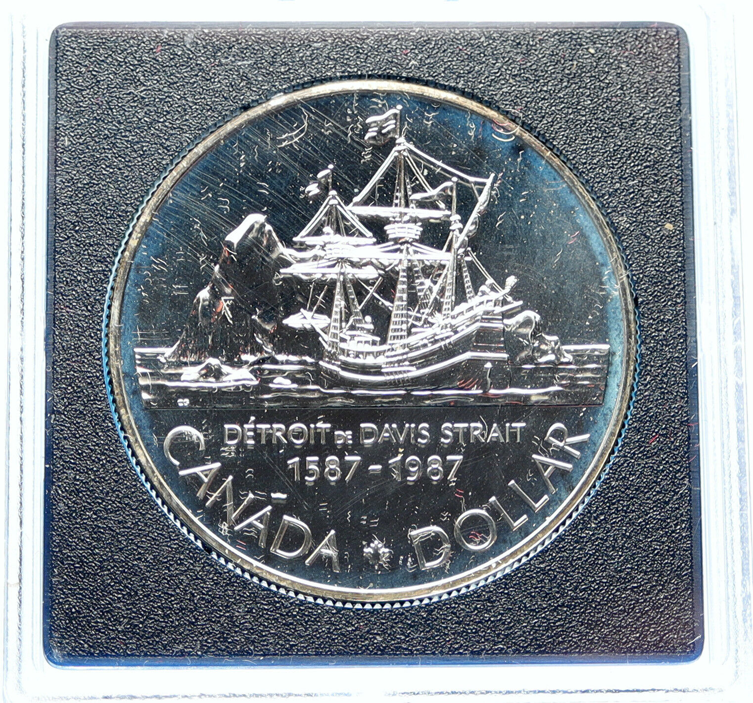 1987 CANADA 400 Yrs DAVIS STRAIT Ship Sails PROOF-LIKE Silver Dollar Coin i98317