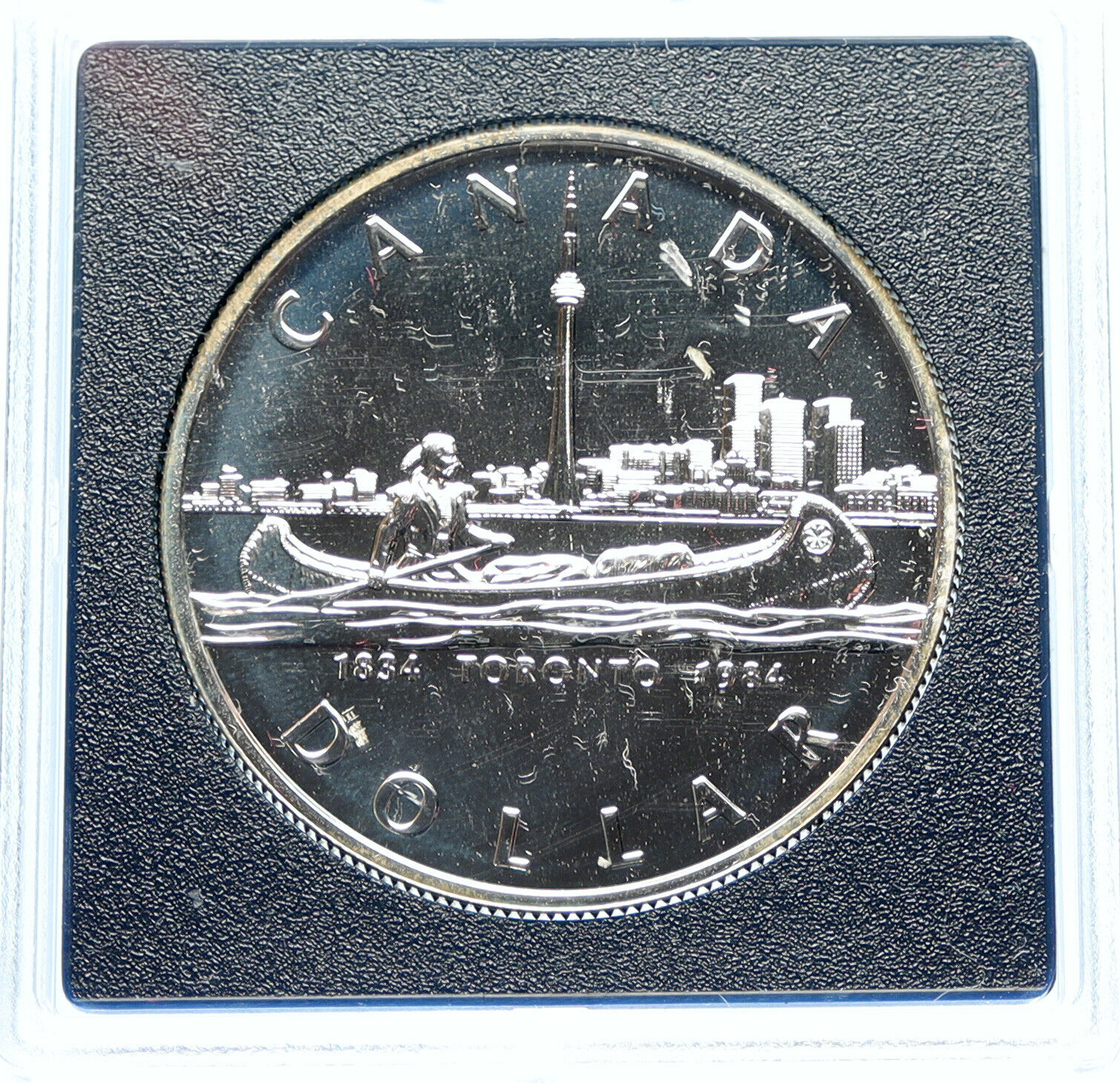 1984 CANADA Queen Elizabeth II Canoe Toronto 150Y Proof-like Silver Coin i98318