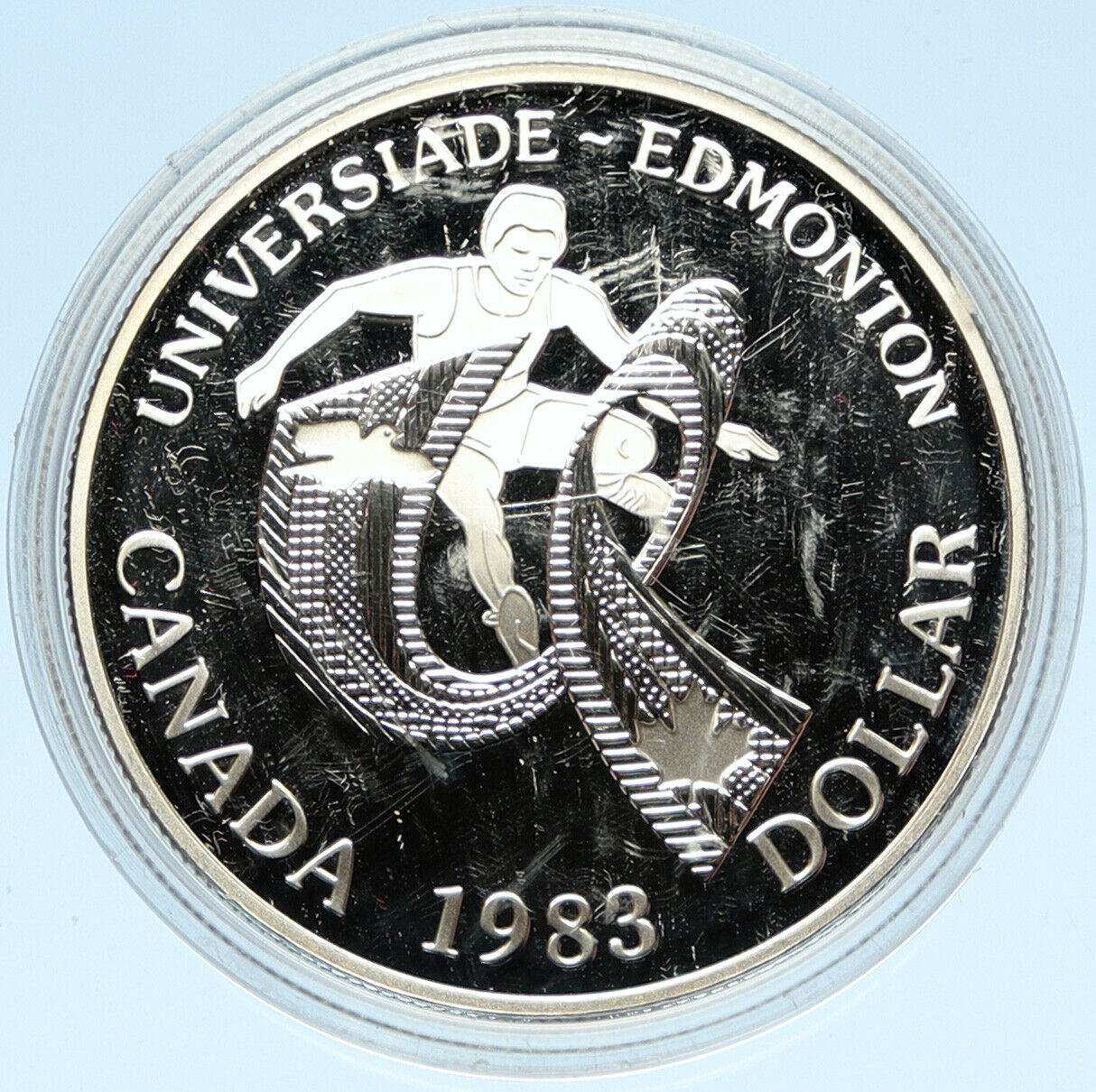 1983 CANADA Elizabeth II WORLD UNIVERSITY GAMES Proof Silver Dollar Coin i98240