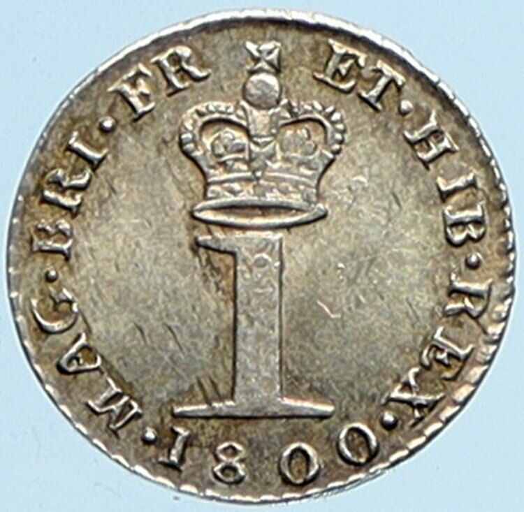 1800 UK Great Britain United Kingdom KING GEORGE III Silver Penny Coin i97581