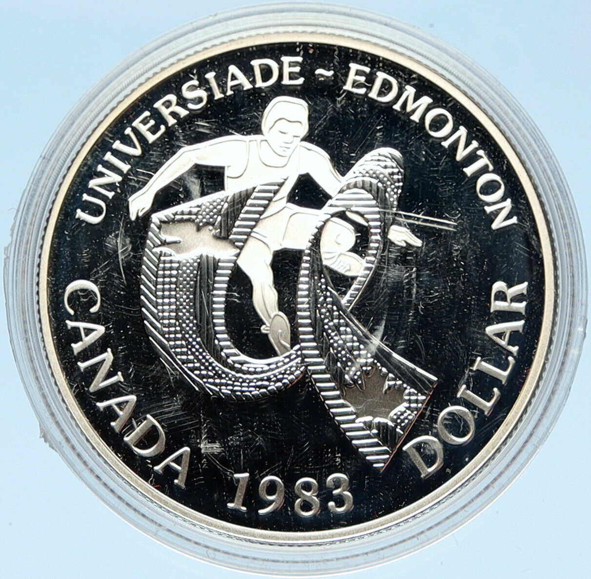 1983 CANADA Elizabeth II WORLD UNIVERSITY GAMES Proof Silver Dollar Coin i98245