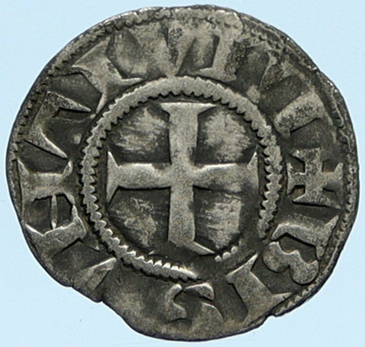 1200AD FRANCE Archbishopric BESANCON Antique Silver Denier Medieval Coin i96735