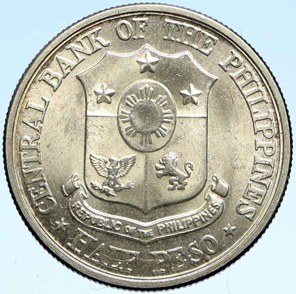 1961 PHILIPPINES with Jose Rizal Nationalist Antique Silver 1/2 Peso Coin i99338