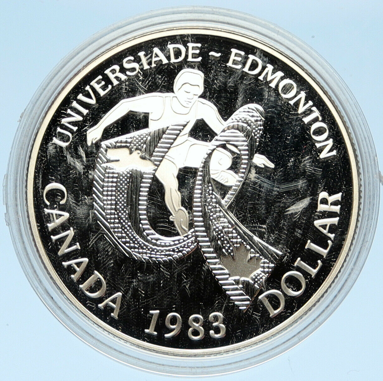 1983 CANADA Elizabeth II WORLD UNIVERSITY GAMES Proof Silver Dollar Coin i98251