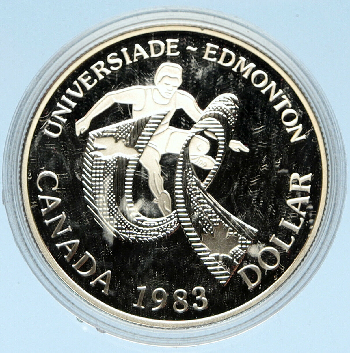 1983 CANADA Elizabeth II WORLD UNIVERSITY GAMES Proof Silver Dollar Coin i98247