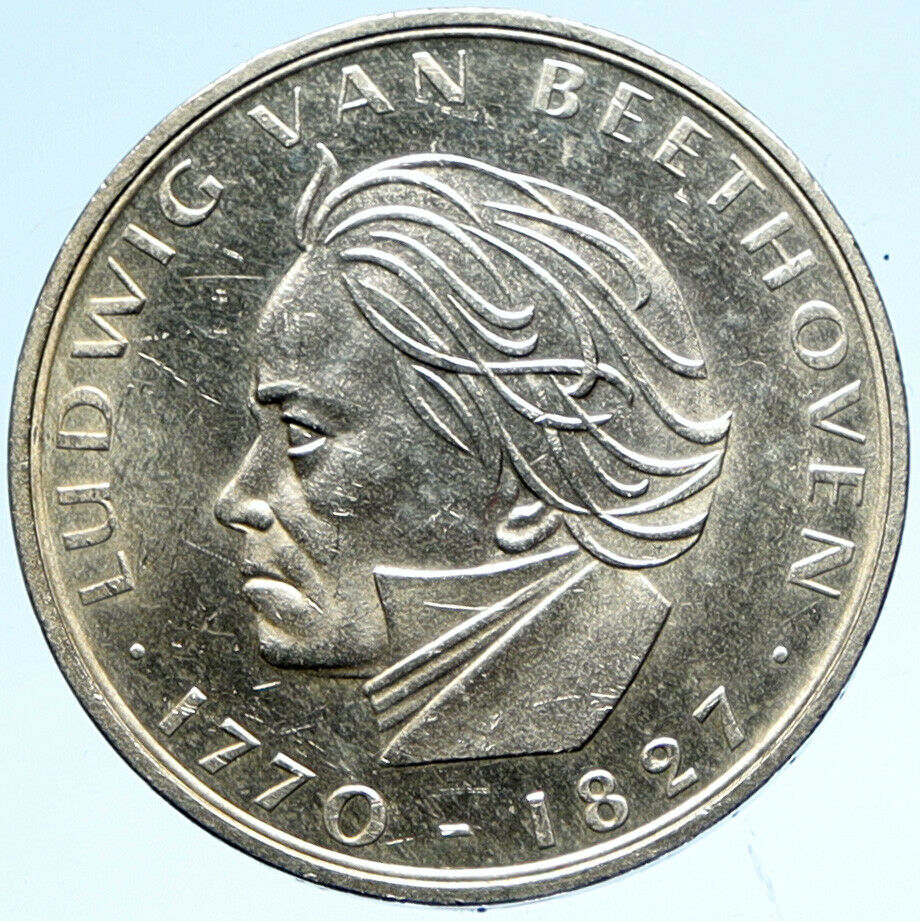 1970 GERMANY Composer LUDWIG VAN BEETHOVEN BU Silver German 5 Mark Coin i99335