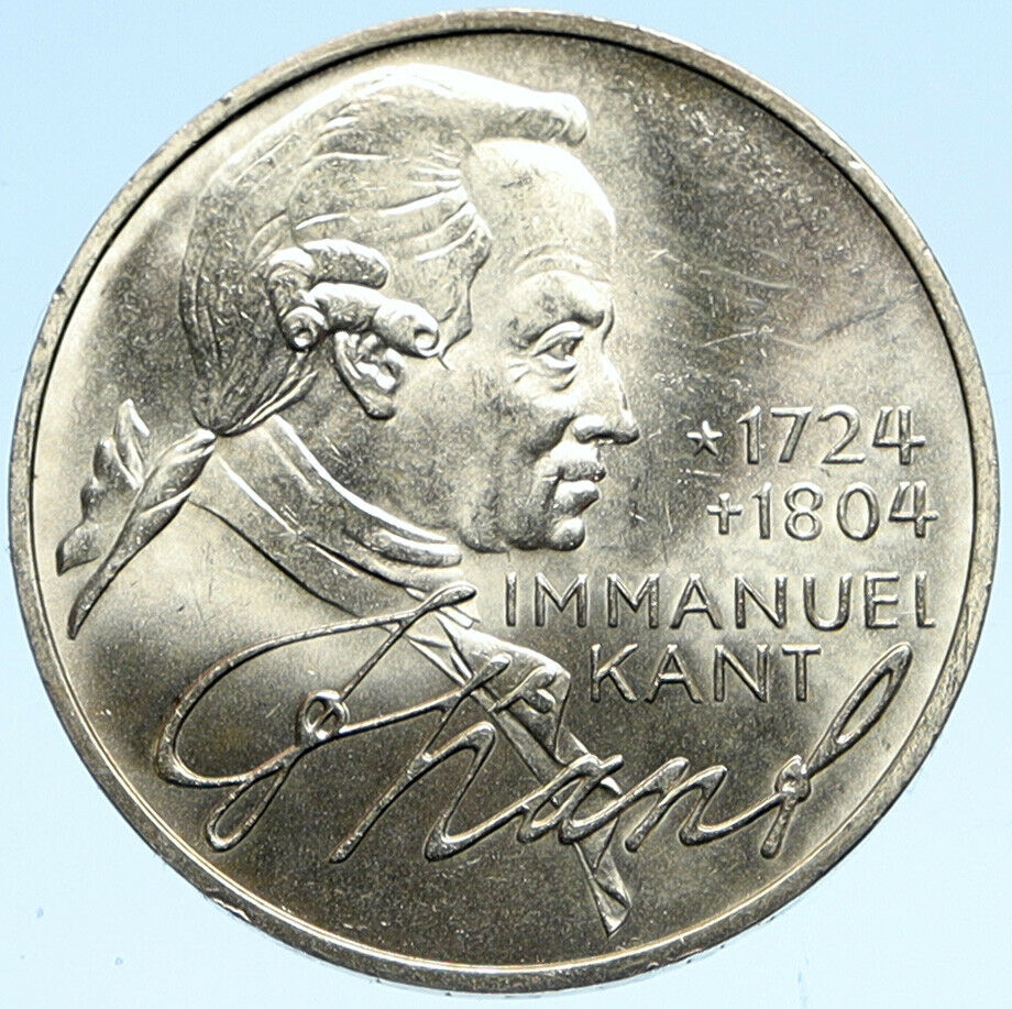 1974 D GERMANY Immanuel Kant Philosopher OLD BU Silver German 5 Mark Coin i99339