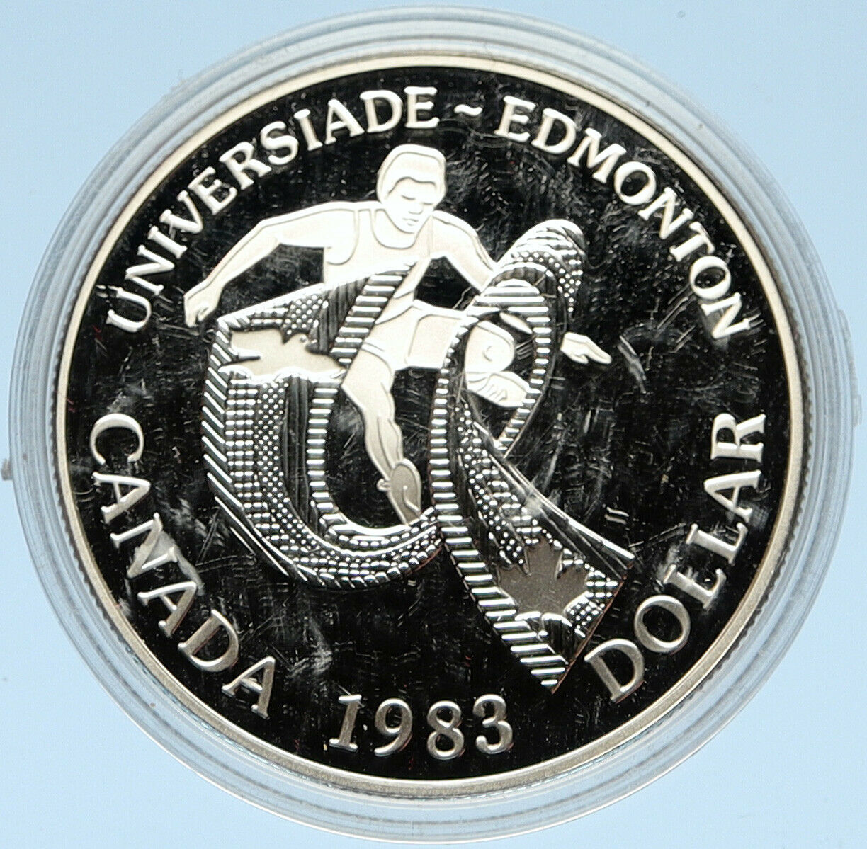 1983 CANADA Elizabeth II WORLD UNIVERSITY GAMES Proof Silver Dollar Coin i98244