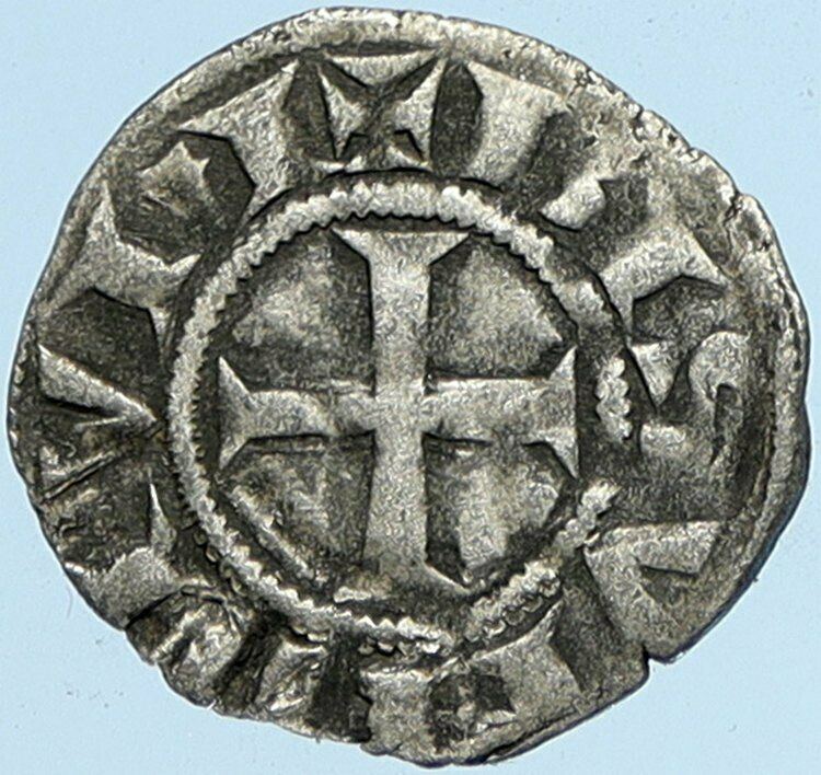 1200AD FRANCE Archbishopric BESANCON Antique Silver Denier Medieval Coin i97574