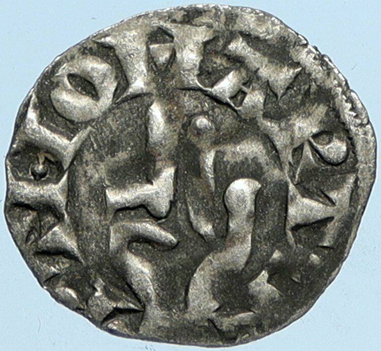 1200AD FRANCE Archbishopric BESANCON Antique Silver Denier Medieval Coin i97573