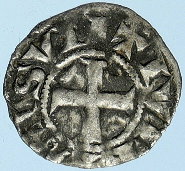 1200AD FRANCE Archbishopric BESANCON Antique Silver Denier Medieval Coin i97573