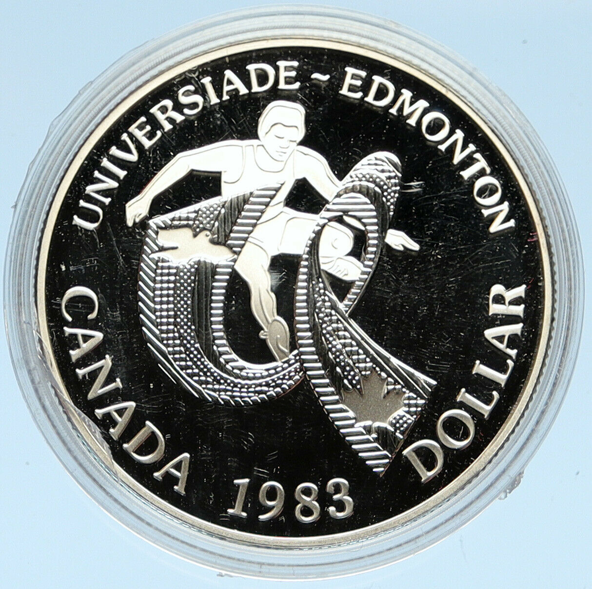 1983 CANADA Elizabeth II WORLD UNIVERSITY GAMES Proof Silver Dollar Coin i98250