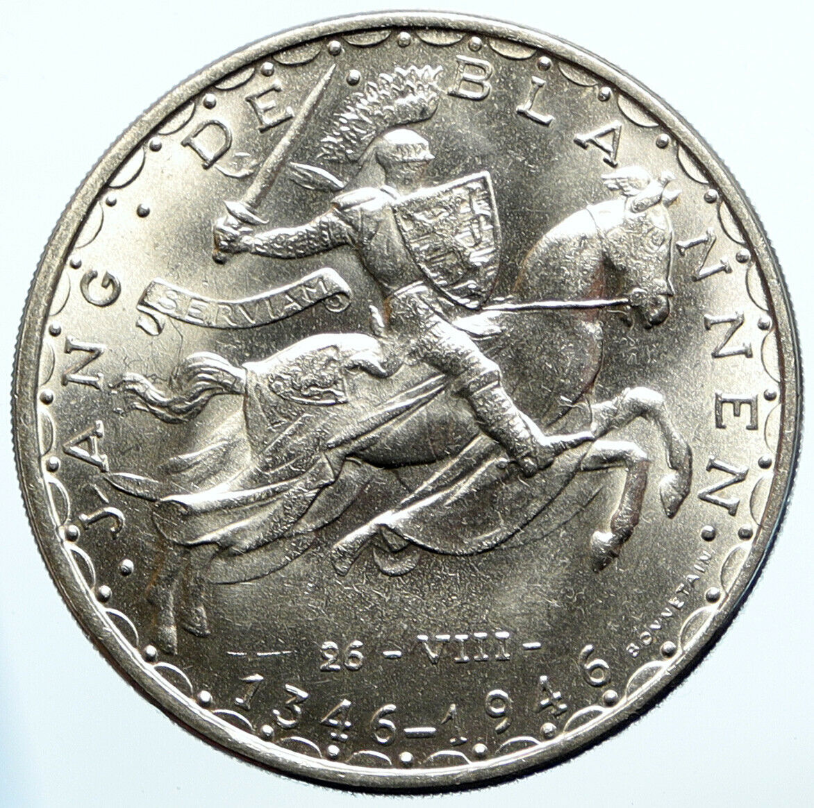 1946 LUXEMBOURG Charlotte LETZBURG John the Blind OLD Silver 100F Coin i99447