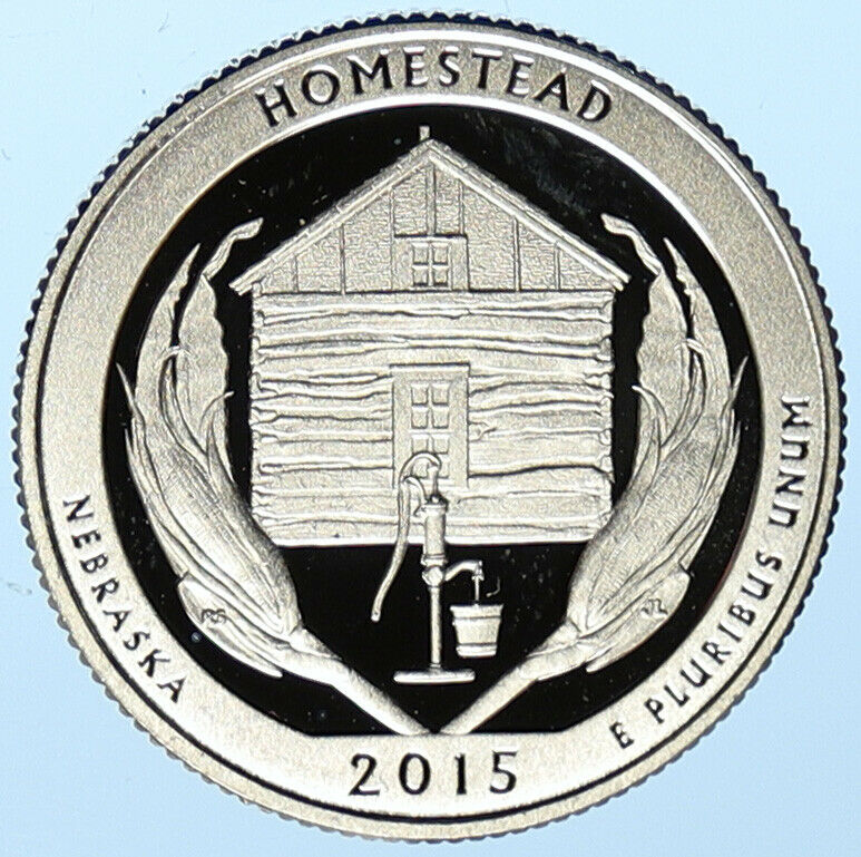 2015 S UNITED STATES Homestead NEBRASKA Cabin Old Proof Silver 25C Coin i99288