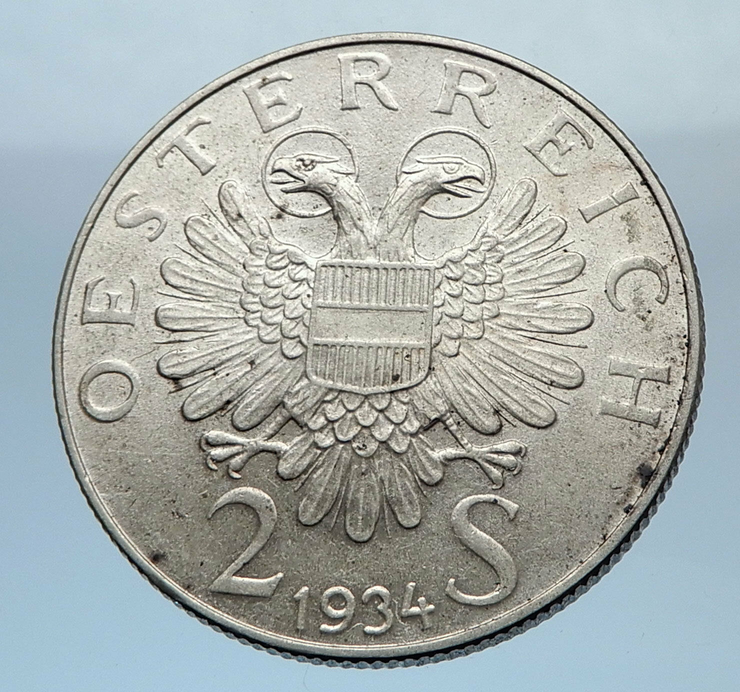 1934 Austria HERO Engelbert Dollfuss Eagle Antique Silver 2 Shilling Coin i72472