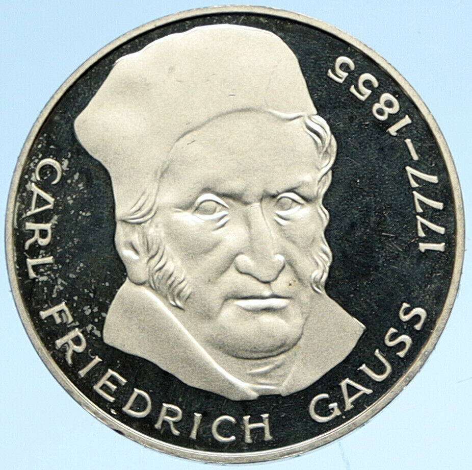 1977 J GERMANY Carl Friedrich Gauss OLD Proof Silver 5 Mark German Coin i99330