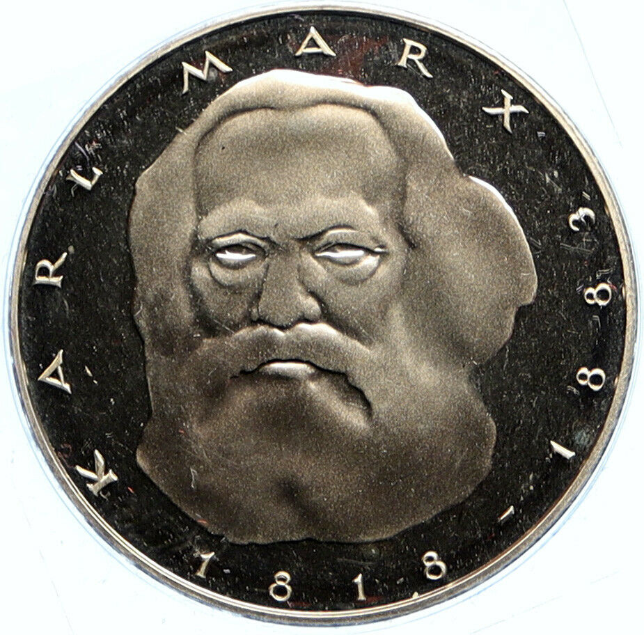 1983 GERMANY Carl Karl MARX Philosopher OLD Vintage German 5 Mark Coin i99260