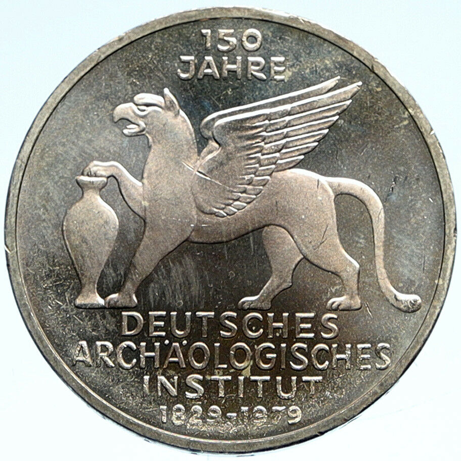 1979 J GERMANY Archeological Institute Proof Silver 5 Mark German Coin i99313