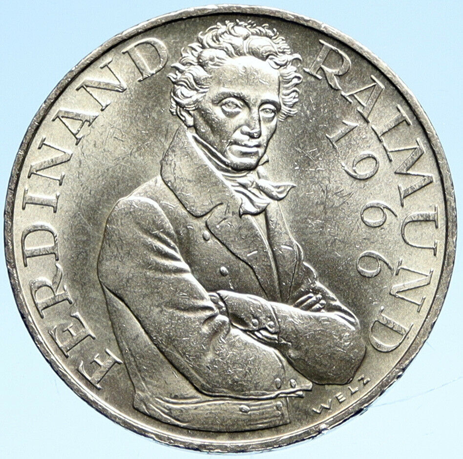 1966 AUSTRIA with Drama Actor Ferdinand Raimund Silver 25 Schilling Coin i99312