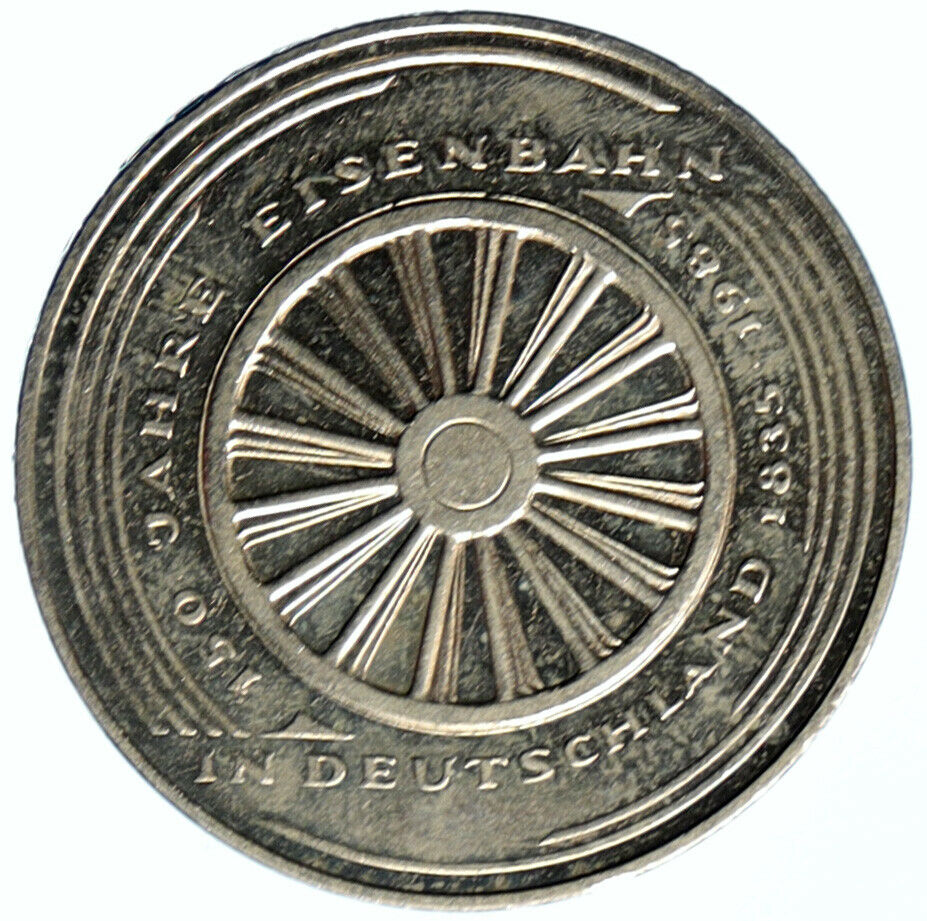 1985 GERMANY Eisenbahn German Railroads VINTAGE OLD 5 Mark German Coin i99261