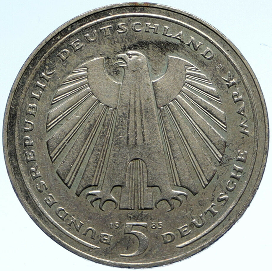 1985 GERMANY Eisenbahn German Railroads VINTAGE OLD 5 Mark German Coin i99261