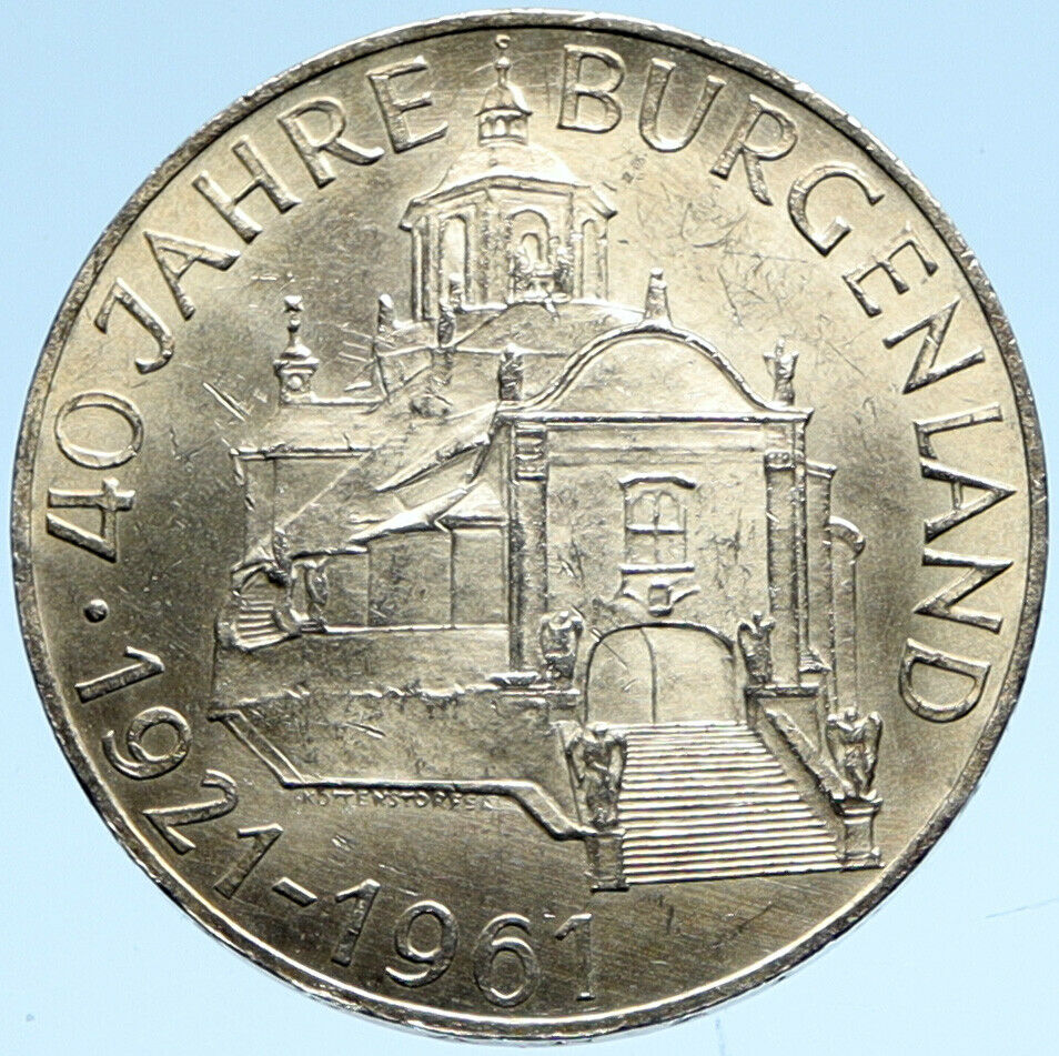 1961 AUSTRIA with Burgenland Anniversary ANTIQUE Silver 25 Schilling Coin i99331