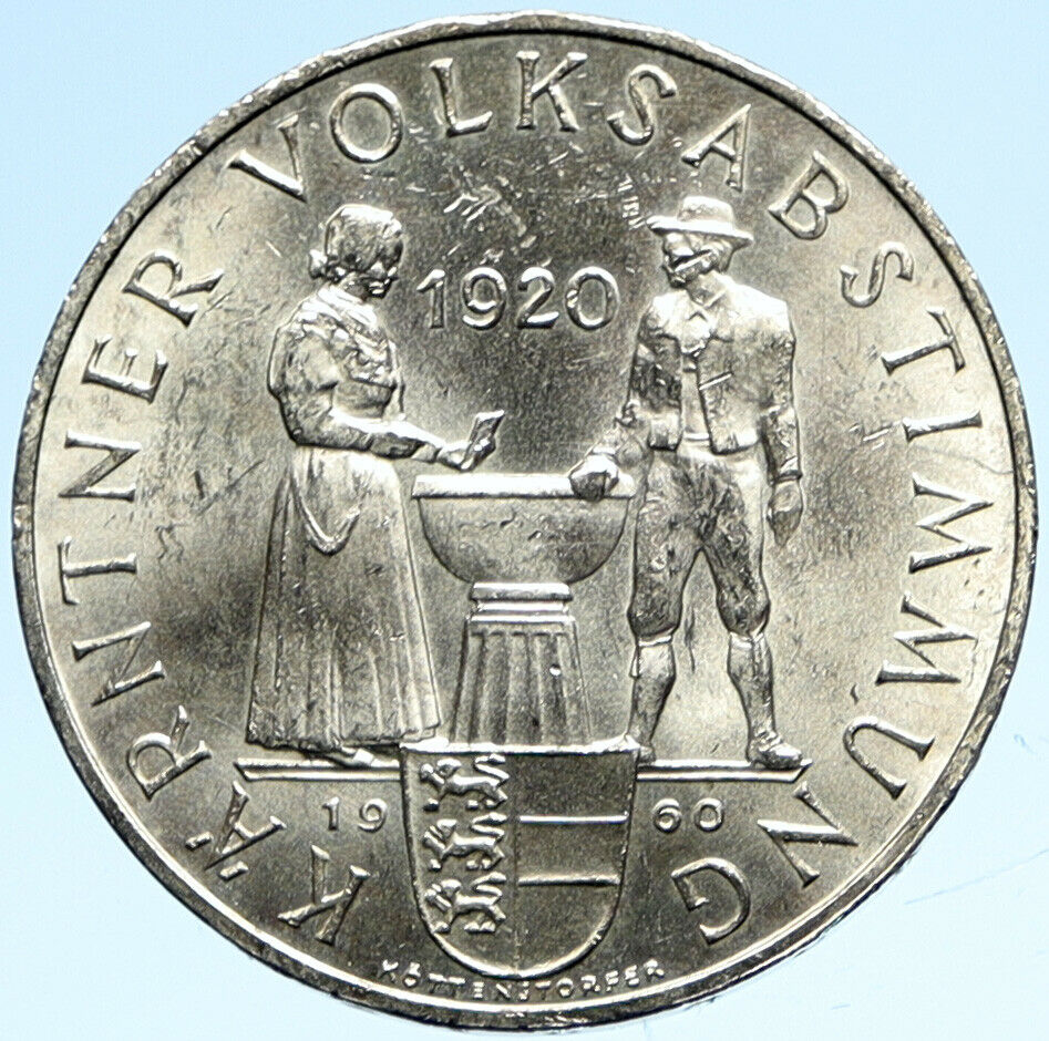 1960 AUSTRIA Carinthian Plebiscite 40th Proof Silver 25 Schilling Coin i99315