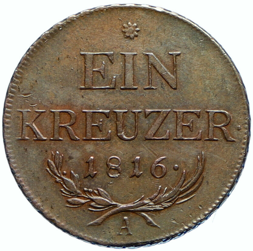 1816 AUSTRIA Emperor FRANZ Francis II OLD Antique 1 Kreuzer Austrian Coin i99326