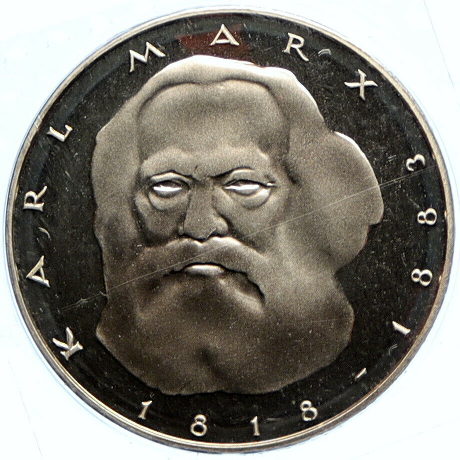 1983 GERMANY Carl Karl MARX Philosopher OLD Vintage German 5 Mark Coin i99249