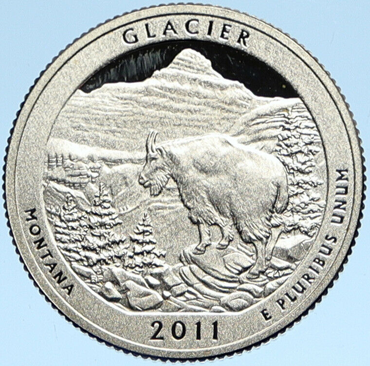 2011 S UNITED STATES Glacier MONTANA America Proof Silver 25 Cents Coin i99303