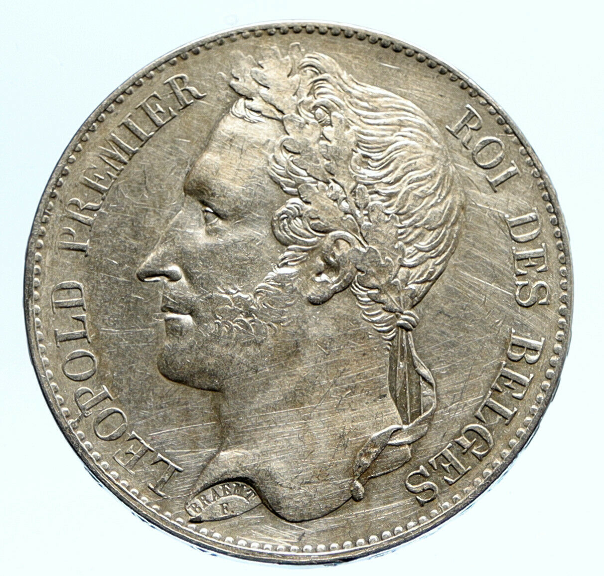 1849 BELGIUM King Leopold I VINTAGE ANTIQUE Silver 5 Francs Belgian Coin i96272