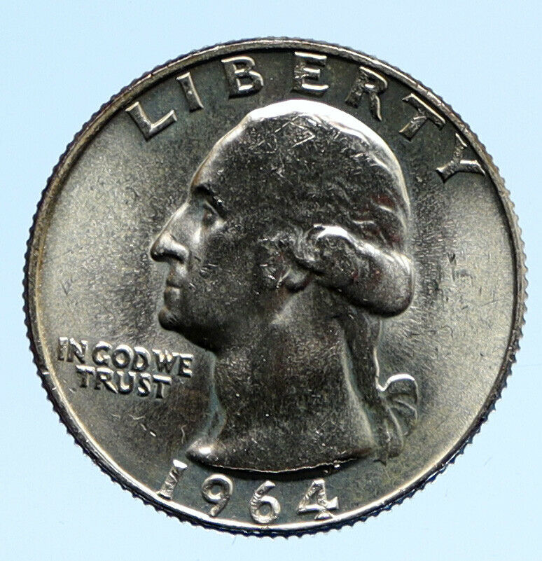 1964 D UNITED STATES USA President Washington VINTAGE Silver Quarter Coin i96279