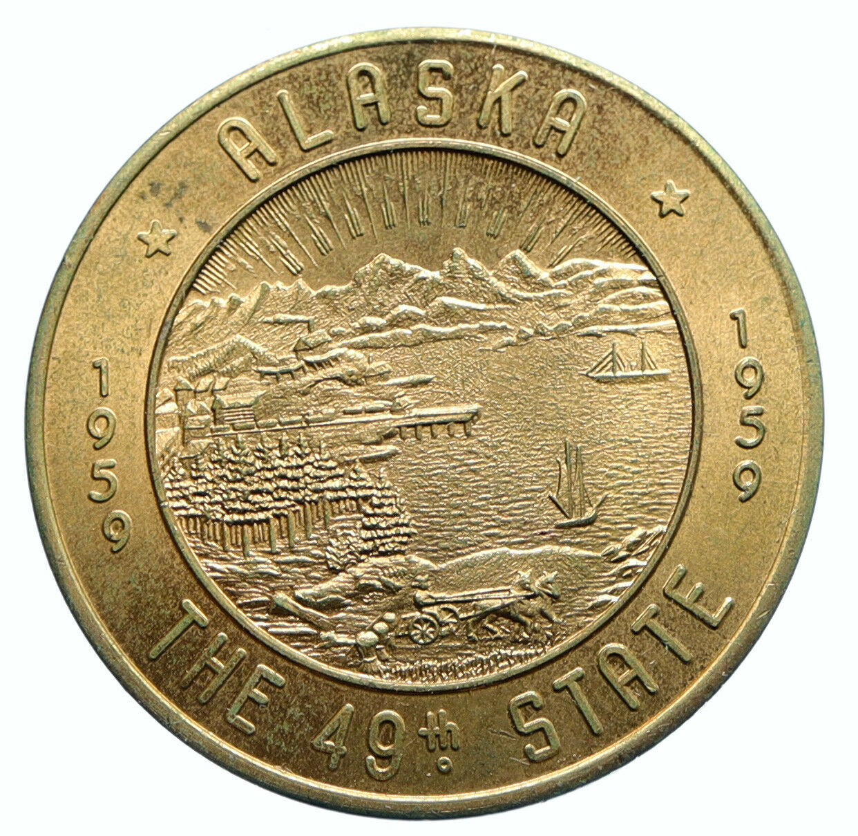 1959 UNITED STATES US Fairbanks ALASKA 49th State BIRTHDAY Vintage Medal i96285