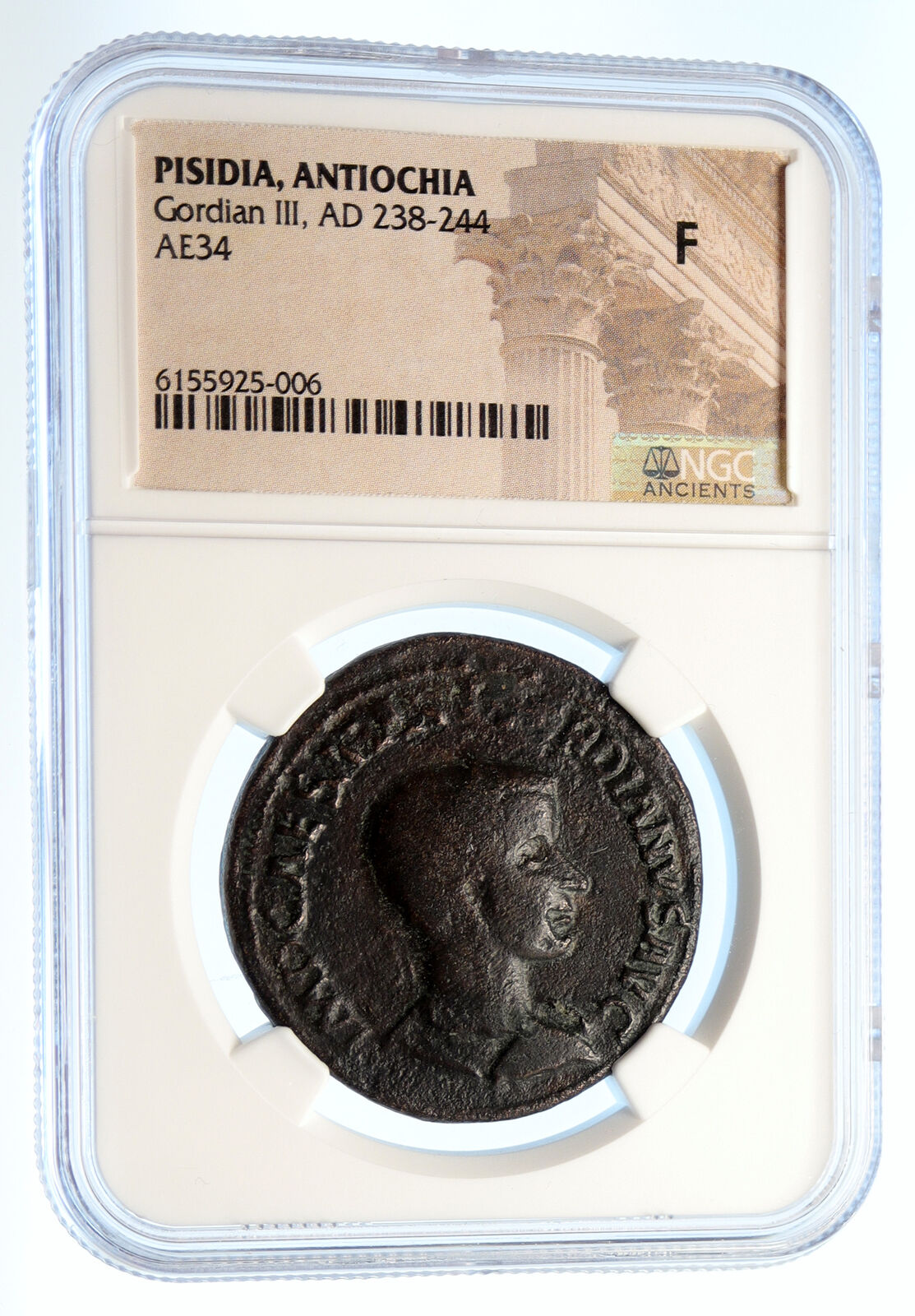 GORDIAN III 238AD Antioch Pisidia Ancient Roman Coin HELIOS HORSES NGC i95592