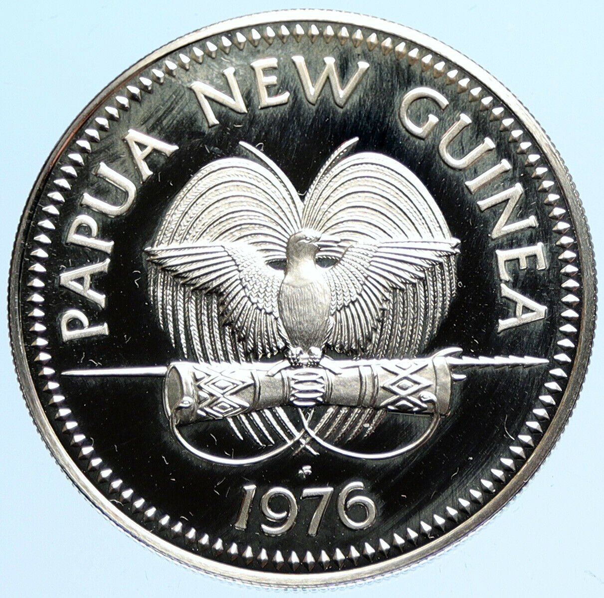 1976 PAPUA NEW GUINEA w PAPUAN Harpy EAGLE Old Proof Silver 5 Kina Coin i97698