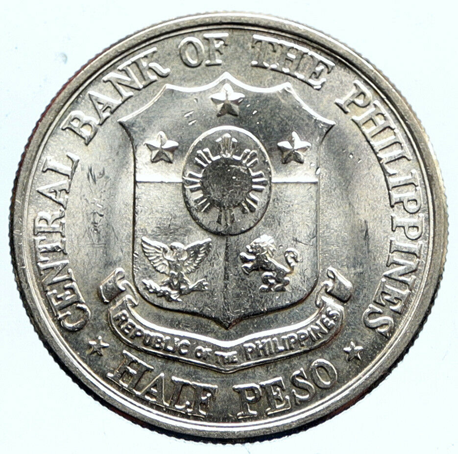 1961 PHILIPPINES with Jose Rizal Nationalist Antique Silver 1/2 Peso Coin i96771