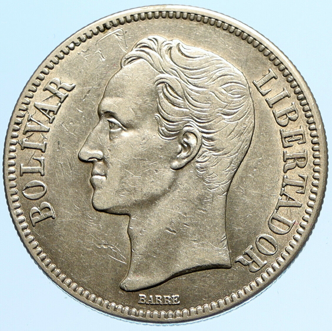 1936 Freemason President Simon Bolivar VENEZUELA Founder Silver 5 B Coin i97697