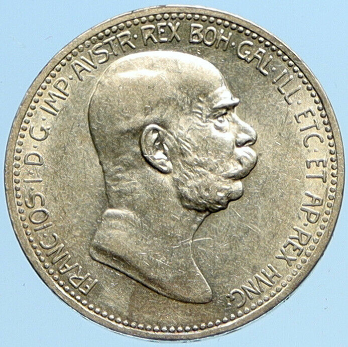 1908 AUSTRIA w King FRANZ JOSEPH I Austrian Silver Antique Corona Coin i97701