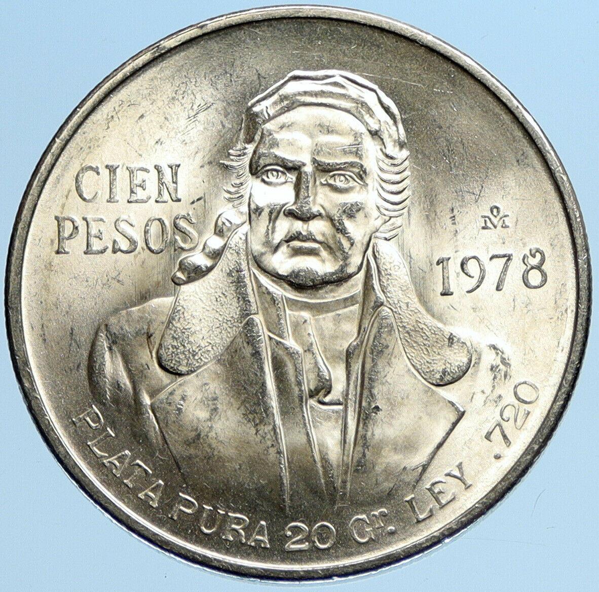 1978 Mexican Independence HERO Jose Maria Morelos Silver 100 Peso Coin i97704